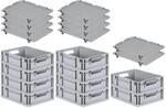 PROREGAL SparSet 10x Eurobox NextGen Grip mit Auflagedeckel & 4 schwarzen