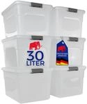 PROREGAL Aufbewahrungsbox mit Deckel 30L im 6er Set, Klein, Plastikbox...