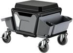 Wiltec Rollsitz 53 x 38 x 38 cm bis 120 kg, Werkstatthocker mit Rollen, Rollhocker