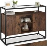 tectake&reg; Sideboard, Schrank mit Glasablage, Highboard, Barschrank 100 x 38 x 80,5