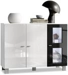 Vladon Sideboard Denjo, Made in Germany, Kommode mit 3 T&uuml;ren, Wei&szlig; matt/Wei&szlig;