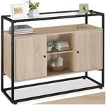 tectake&reg; Sideboard, Schrank mit Glasablage, Highboard, Barschrank 100 x 38 x 80,5