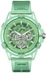 Guess King Herren Armbanduhr, Quarz Analog, Kunststoff, 48mm, Silikonarmband, Gr&uuml;n,