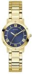 GUESS Damen Armbanduhr GW0404L4 Dawn 34 mm, Edelstahl Gold, blaues Zifferblatt...