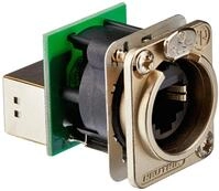 Neutrik NE8FDP RJ45 Durchgangs-Einbaubuchse, vernickeltes D-Geh&auml;use