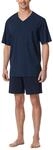 Schiesser Herren Schlafanzug kurz V-Ausschnitt - Nightwear Set, Nachtblau_182193, 48