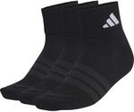adidas Unisex Cushioned Sportswear Ankle Socks 3 Pair Pack, black/black/white, 48-51