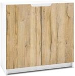 Vladon Sideboard Logan, Made in Germany, Kommode mit 2 T&uuml;ren, Wei&szlig; matt/Eiche...