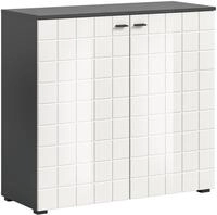 xonox.home Kommode Monte Kommode Schrank Sideboard Anrichte in Front wei&szlig; Hochglanz