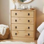 CARO-M&ouml;bel Kommode Barrio mit 4 Schubladen I Highboard aus massiver Kiefer I