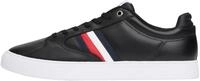 Tommy Hilfiger Herren Cupsole Sneaker Icon Court Stripes aus Leder, Schwarz (Black),
