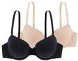 Dorina Set aus 2 niedrig gepolsterten Halb-BHS,Schwarz/Beige,75D