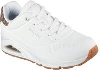Skechers UNO Jungle Nite-Sneaker f&uuml;r Damen, Wei&szlig;es Durabuck Leopardenmuster