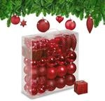Relaxdays Weihnachtskugeln 110er Set, Kunststoff, Weihnachtsbaumdeko mit Kugeln &
