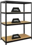 PROREGAL Schwerlastregal Big Elephant | HxBxT 160x120x60cm | Fachlast 200kg | Schwarz