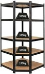 PROREGAL Eckregal Ragnar 1x: 180x90x60cm Schwarz Fachlast 175kg, Kellerregal,