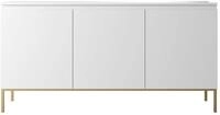 Selsey Kommode Schrank Aufbewahrungsschrank 150 cm 3 T&uuml;ren 6 F&auml;cher Wei&szlig; Goldene