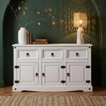CARO-M&ouml;bel Sideboard Rural im Mexiko Stil wei&szlig; lasiert Kommode Kiefer massiv...