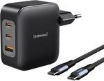 Intenso 100W GaN Schnellladeger&auml;t mit USB-C Kabel 2m &ndash; 3-Port Netzteil (2X USB-C,