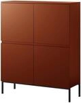 Selsey Kommode Schrank Aufbewahrungsschrank 100 cm 4 T&uuml;ren 8 F&auml;cher Ziegelrot