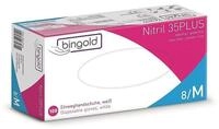 BINGOLD Nitril 35PLUS Einmalhandschuhe, 100 St&uuml;ck, Wei&szlig;, Gr&ouml;&szlig;e M | Puderfreie