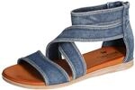 MUSTANG Shoes Damen Sandalen Sommerschuhe mit Kn&ouml;chelriemen 1424-806-841 Jeansblau
