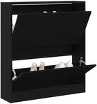 vidaXL Schuhschrank mit Regal Schwarz Eichen-Optik 80 x 21 x 87,5 cm,...