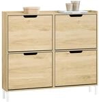 SoBuy Schuhschrank schmal mit 4 Klappen platzsparender Schuhkipper Hoch Kommode...
