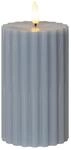 Star Trading LED Echtwachskerze Blau-Grau, Timer, flackernde Flamme, 7,5x15 cm