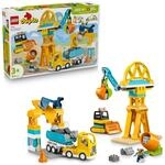 LEGO DUPLO 3-in-1 Baustelle mit Baufahrzeugen - Kleinkinder Lernspielzeug zur