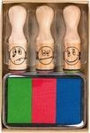 Brunnen 1048692 Stempelset (Belohnung Smiley, 3 Motivstempel aus Holz, inkl.