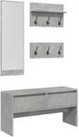 vidaXL Garderobenset 4-TLG., Flurgarderobe mit 6 Garderobenhaken, Garderobe f&uuml;r