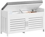 SoBuy Schuhbank mit Stauraum & 2 T&uuml;ren 90x50x33cm f&uuml;r Flur | Truhenbank mit