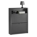 SoBuy FSR87-SCH Schuhkipper Schuhschrank schmal mit 2 Klappen Schuhregal mit 4