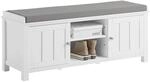 SoBuy FSR35-W Sitzbank Schuhschrank Garderobenbank mit Sitzkissen MDF Bettbank...