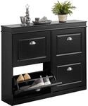 SoBuy Schuhschrank Schmal Hoch mit 4 Klappen - Schmaler Schuhschrank -...