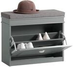 SoBuy Schuhbank mit Sitzkissen und Stauraum Schuhschrank mit Klappe, Schuhregal
