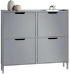 SoBuy Schuhschrank schmal mit 4 Klappen platzsparender Schuhkipper Hoch Kommode mit 4
