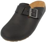 HAFLINGER Porto Eleganter Clog aus Leder Gummisohle und Kork Latex Fu&szlig;bett Hausschuh