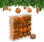Relaxdays Weihnachtskugeln 110er Set, Kunststoff, Weihnachtsbaumdeko mit Kugeln &