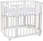 Waldin Babybett 5in1, Beistellbett aus Holz, Matratze, Bel&uuml;ftet, Boden 5-Fach
