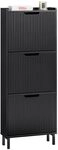 SoBuy Schuhschrank schmal mit 3 Klappen Platzsparender Schuhkipper Hoch Kommode