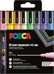 POSCA - Acrylmarker Set PC-3M 8 Pastellfarben | Marker mit 0,9-1,3 mm Rundspitze f&uuml;r