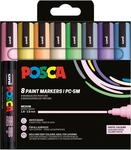 POSCA 182556 - POSCA Marker Set, 8 Acrylstifte Pastell PC-5M, Permanent Marker 1,8 -