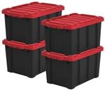 Iris Ohyama Heavy Duty Organisation Boxes, 21L, 4er-Set, Rot, Kompakt, Robust,