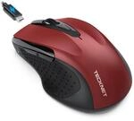 TECKNET Bluetooth Maus mit Jiggler, Wiederaufladbare Maus Kabellos(DREI Modi: BT