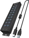 ICY BOX 20-Fach USB 3.2 Gen 1 Hub mit 12 V / 3 A Stromadapter, Aluminiumgeh&auml;use und