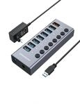GRAUGEAR | 7-Ports USB 3.0 HUB-Charger | Extra 1x Schnellladen-Port | Einzelnen