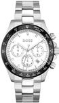 BOSS Herren Chronograph Quarz Uhr 43 mm Hero Kollektion mit Edelstahl Armband Glieder