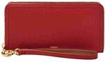 Fossil Logan Leder oder Nylon Handtasche f&uuml;r Damen R&ouml;tliches Braun 19.68 cm L x